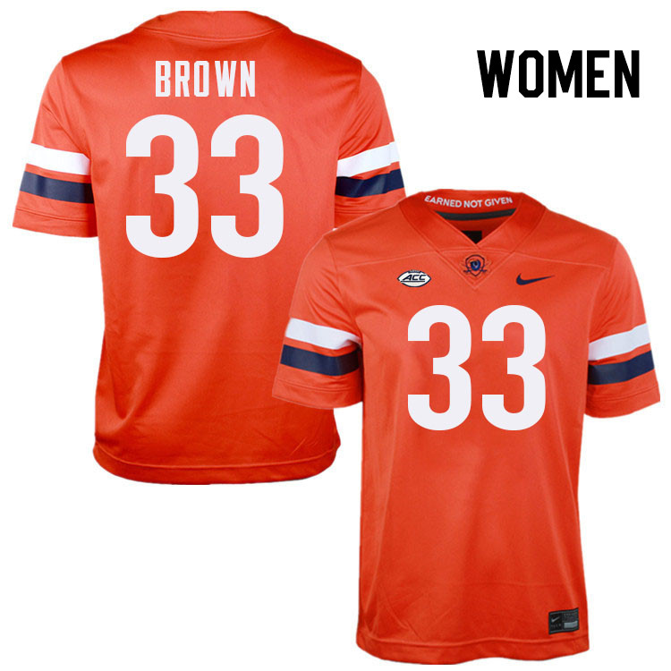 Women Virginia Cavaliers #33 Myles Brown College Football Jerseys Stitched-Orange